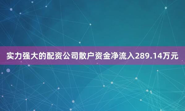 实力强大的配资公司散户资金净流入289.14万元